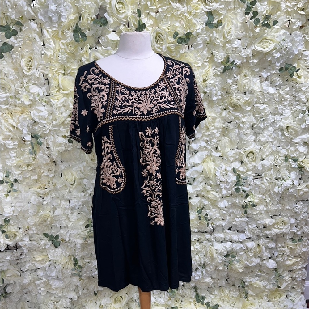Embroidered Black and Cream Women's Top